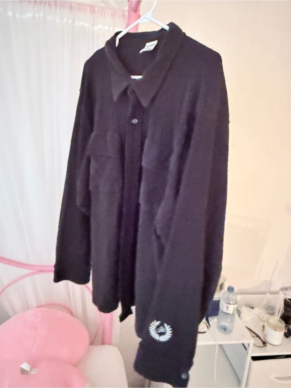 Fleece Shacket with Embroidered Cuff Detail - Picture 3 of 3
